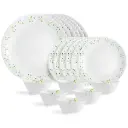 Cello Opalware Dazzle Series Tropical Lagoon Dinner Set, 18 Units | Light-Weight, Daily Use Crockery Set for Dining | White Plate and Bowl Set